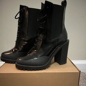 Black high heel boots